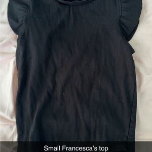 Francesca's Collections Black Ruffle Sleeve Blouse